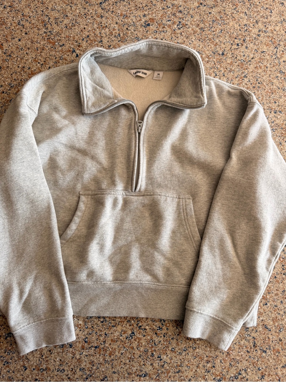 Lands' End Men's Light Gray Half-Zip Pullover